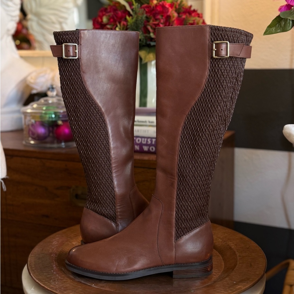 Cole Haan Leather Stretch-back Riding Boots